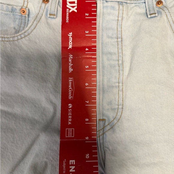 Levi's 501 High Rise Light Blue Frayed Jean Shorts - Picture 6 of 6